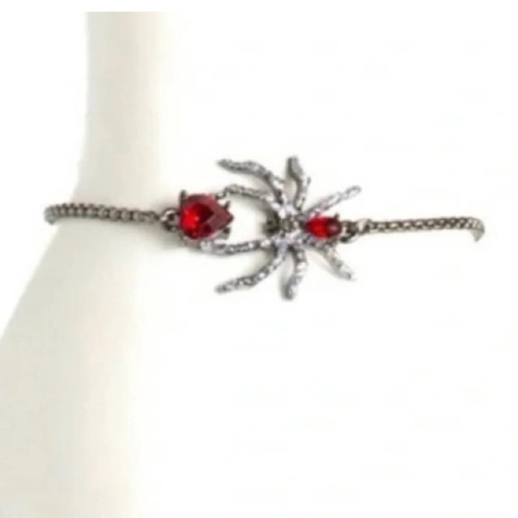 BETSEY JOHNSON Halloween Adjustable Red Crystal Spider Slider Bracelet NEW NWT - Picture 4 of 4